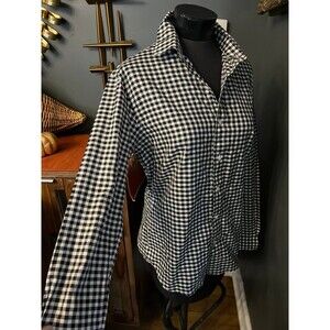 Ralph Lauren Classic Fit 120’s Twill Black White Checked Shirt sz M Ret. $148
